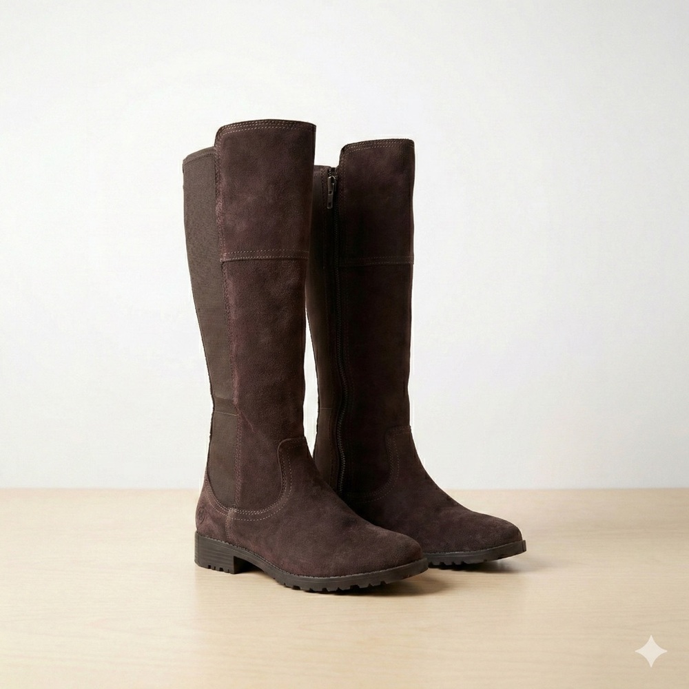 Ariat Tall Waterproof Riding Boots Dark Brown Suede Worn Once Size 8